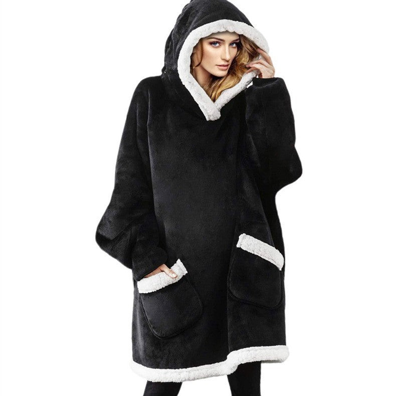 Women's Fleece TV Blanket Hoodie with Pockets