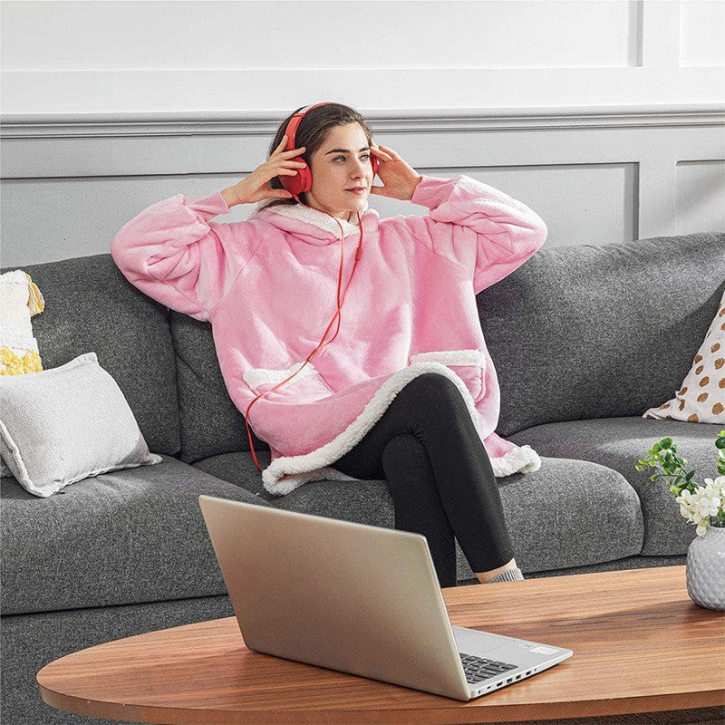 Women's Fleece TV Blanket Hoodie with Pockets